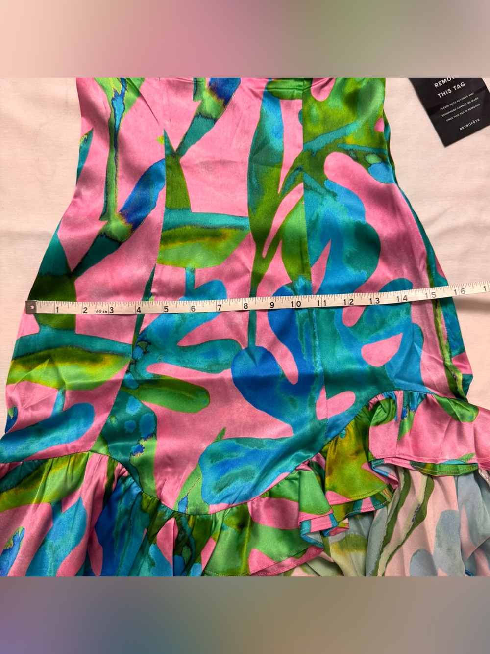 Retrofete Silvana Silk Dress in Jade Tropical Leaf - Picture 10 of 13
